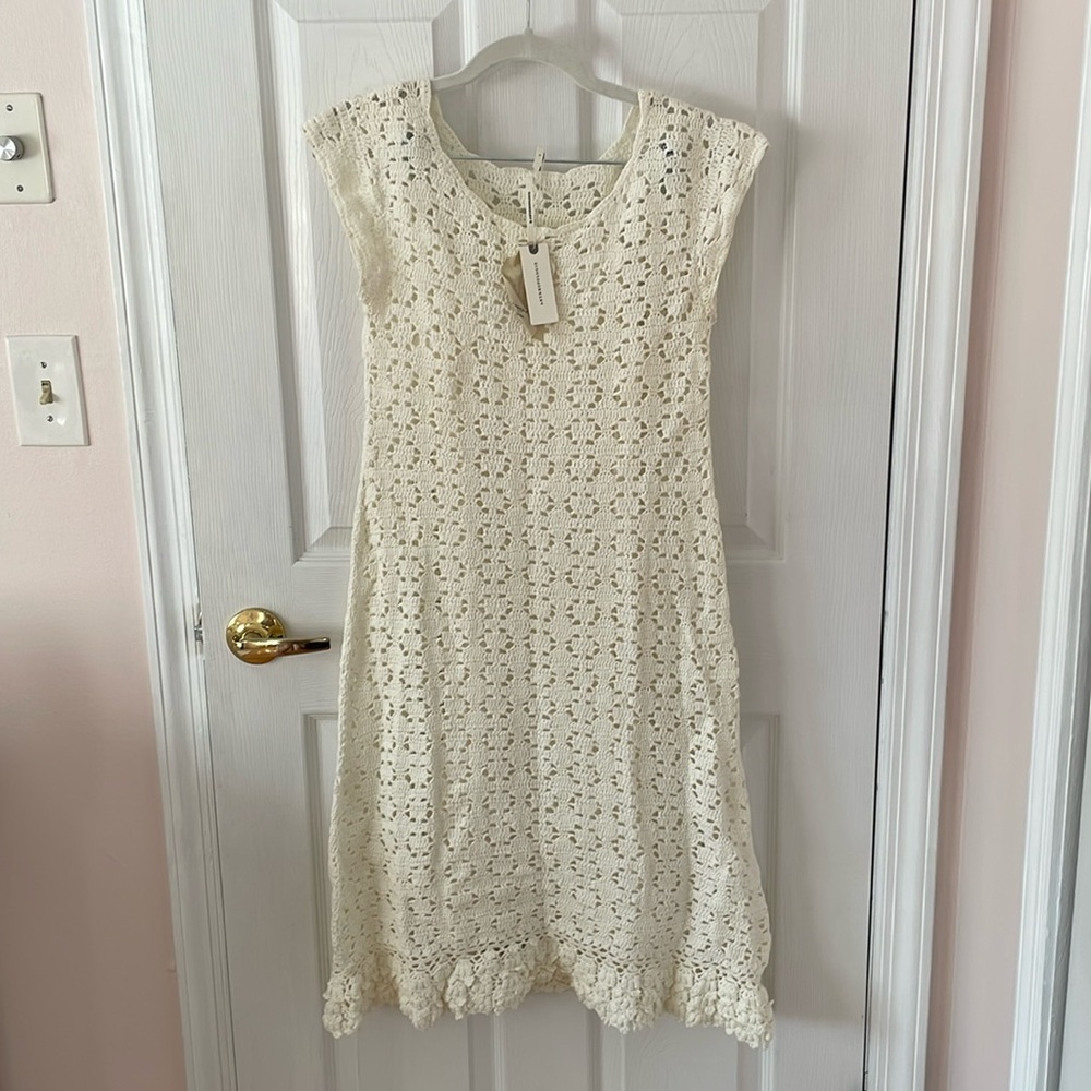 Anthropologie Knit/Crochet White/Cream Dress
